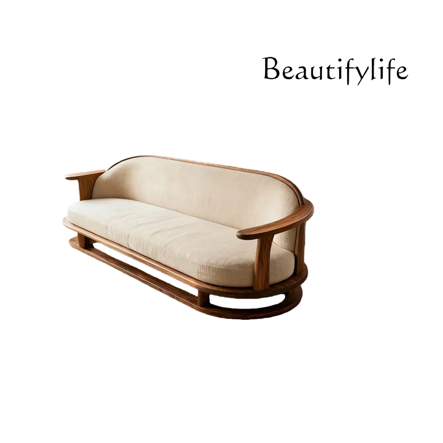 Novo sofá curvo semicircular estilo chinês, pequeno apartamento, sala de estar, estilo zen, estética, sofá de madeira sólida