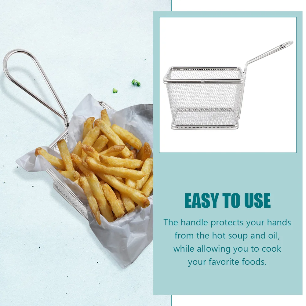 

Stainless Steel Mini Fries for Deep Fryer French Fries Chicken Wings Oil Separation Ergonomic Handle Heat Resistant Kitchen