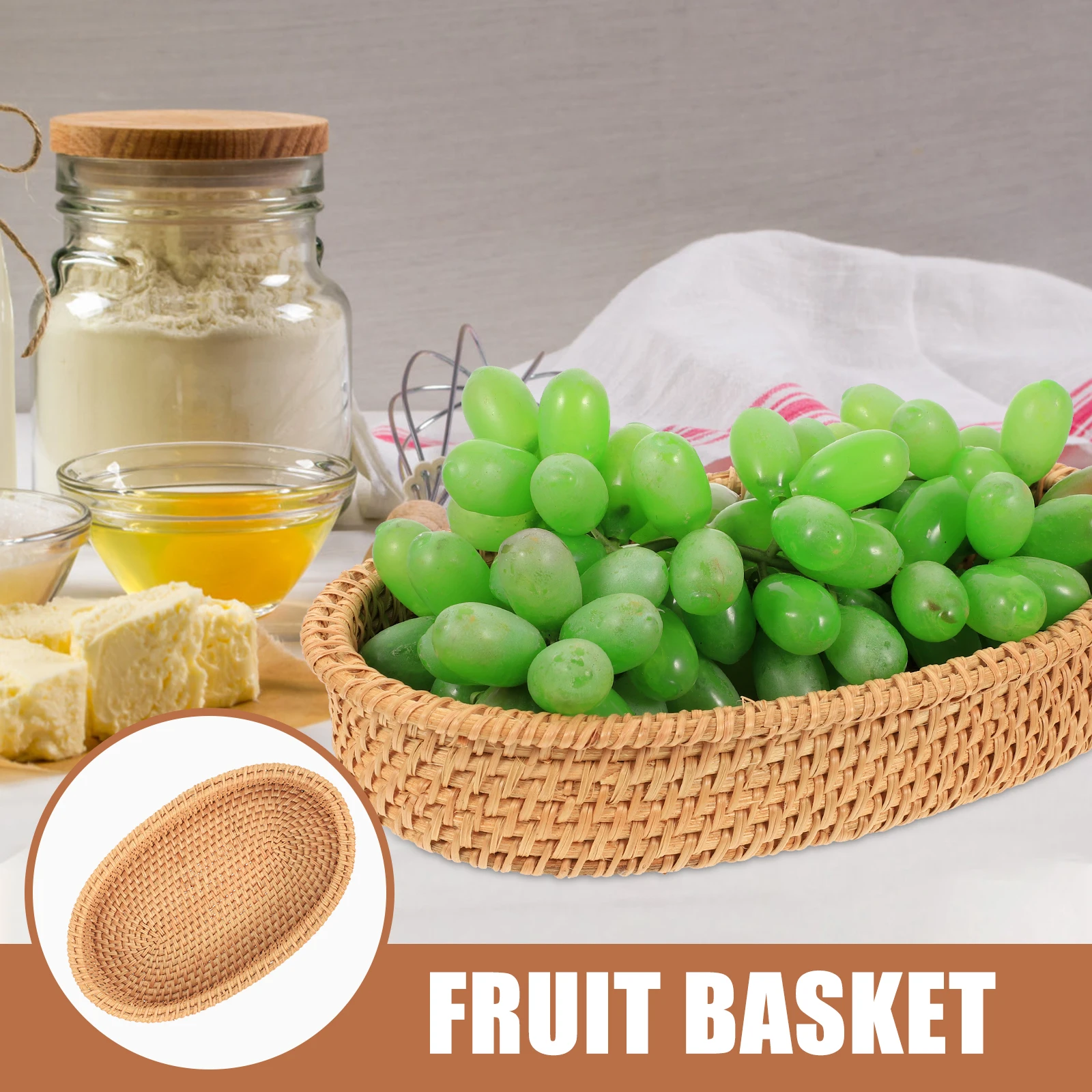 

Vintage Style Woven Fruit Desktop Storage Basket For Bread Snacks Decorative Household Multi-Function Safe Convenient Bread