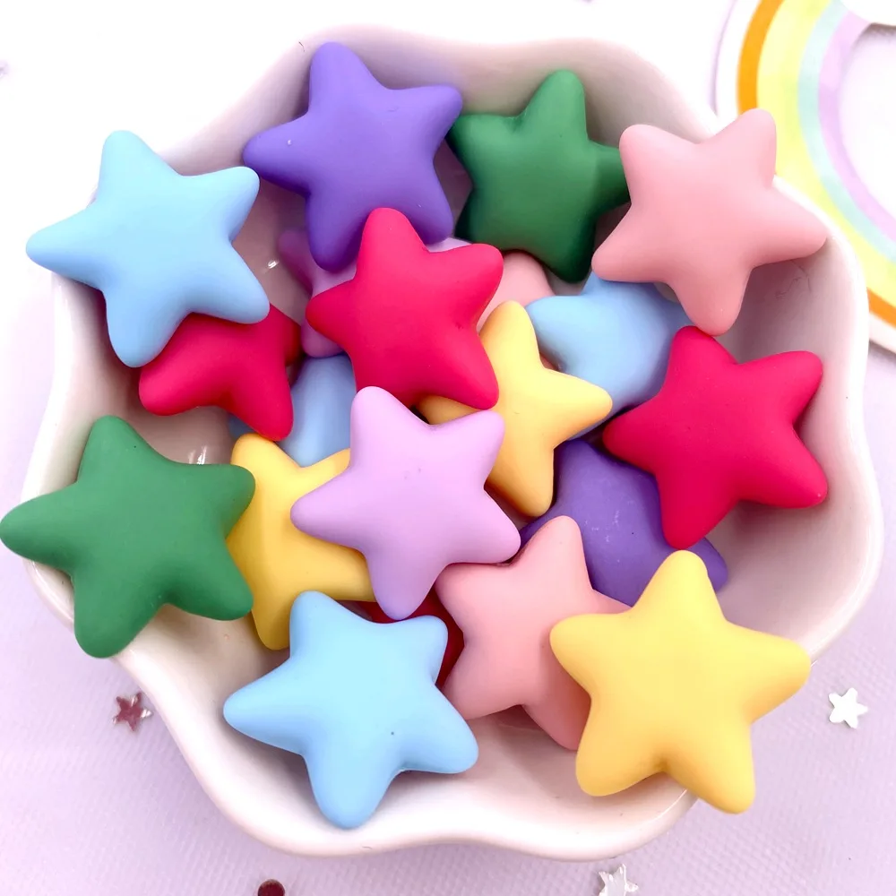 Resin 20mm  Colorful Cartoon Frosting Candy Color Star Gems Flatback Stone Figurine 20PCS Scrapbook DIY Hair  Accessories  Decor