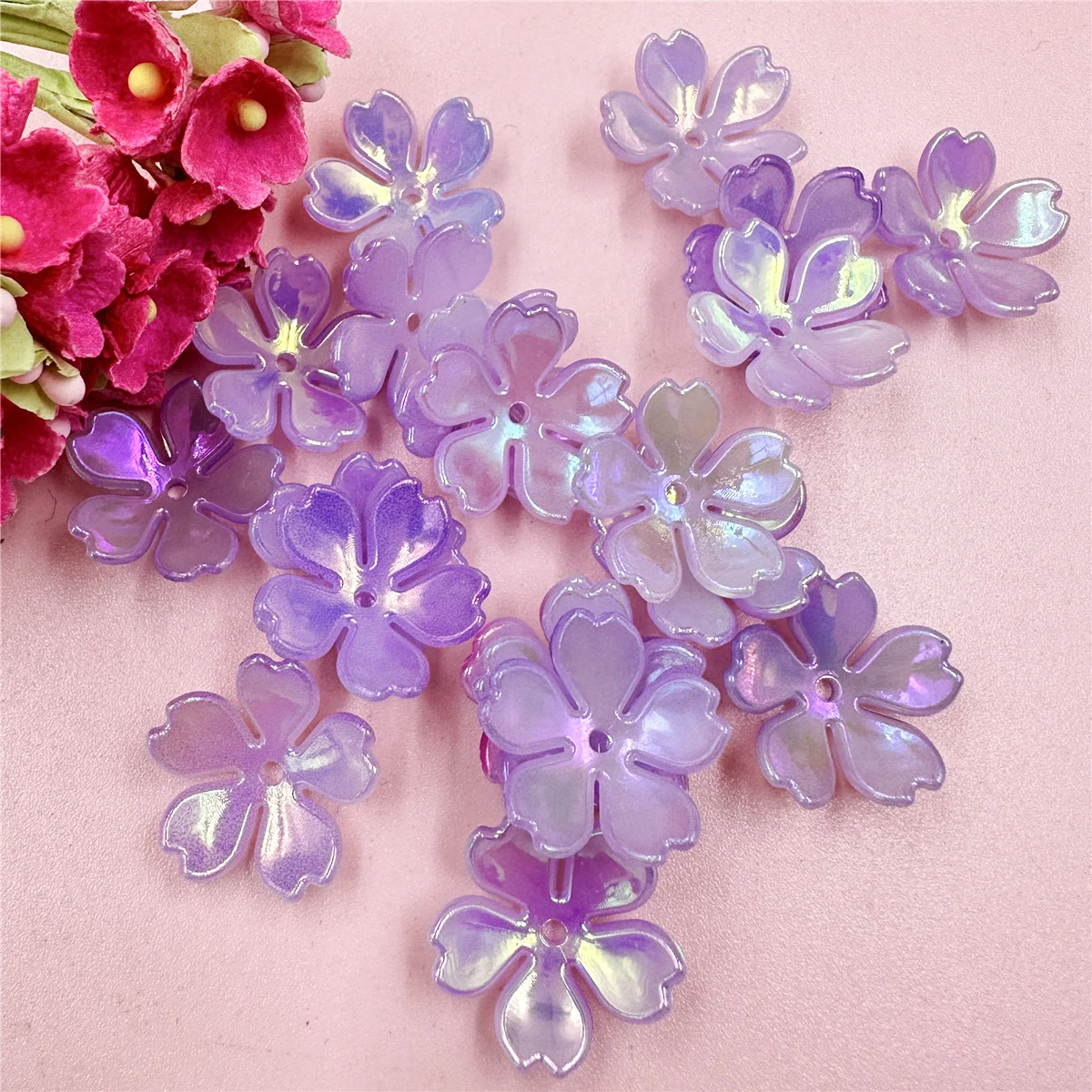 20Pcs 18mm Gradual Change Acrylic Beads Caps Jewelry Findings Charms Bracelets Spacer Beads for Jewelry Making