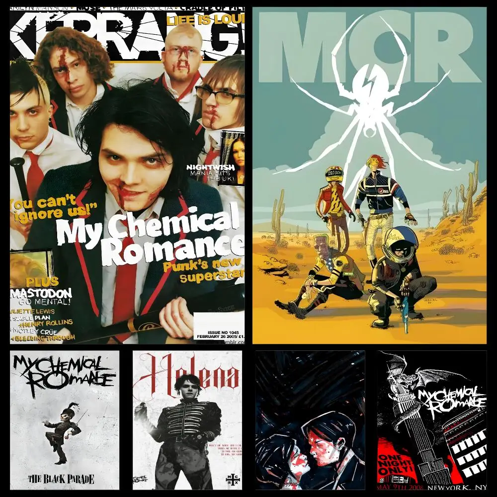 Music My Chemical Romance Emo Rock Poster PP Self Adhesive Decorative HD for Garage Gaming Room Living Room Gift