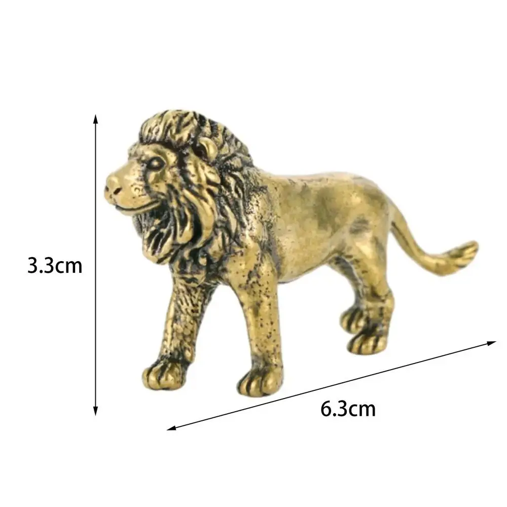 Figurines rétro du roi Lion en laiton, Statue de Lion mignonne en cuivre, Mini Sculpture de Lion exquise faite à la main, décoration de maison, cadeaux
