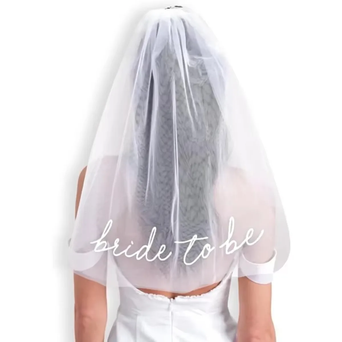 1pc Bride To Be Veil Headband with Comb, Embroidered Letters, Wedding Bridal Veil, Bachelorette Party Accessory