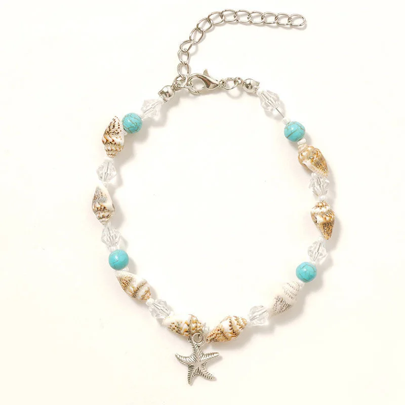 Bohemian Multi Layered Beads Ankle Bracelet for Women Leg Golod Color Chain Blue Evil Eye Pendant Anklet Summer Jewelry H431