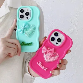 웨이브 사이드 퀵샌드 하트 실리콘 소프트 폰 케이스, 샤오미 레드미 노트 13 프로, 4g, 5g, 12, 12 프로, 13 프로 플러스, 후면 커버 Redmi13 13c 