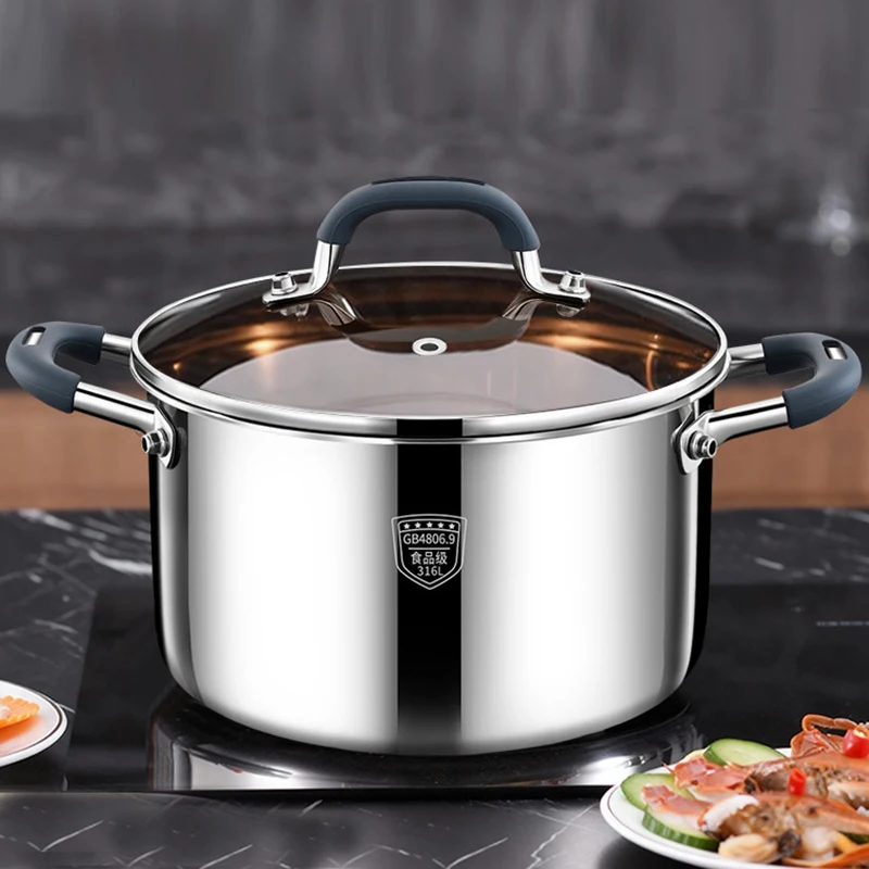 Kitchen Cookware Large Capacity Cooking Pot 316 Stainless Steel Stock & Soup Pot with Steamer for Kitchen Ustensils