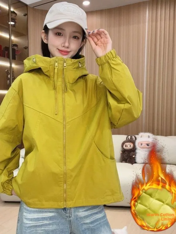 Thickened Cotton Jacket Women's Outerwear Double Zipper Winter Coat Warm Waterproof Fashionable Sun Protection Shirt