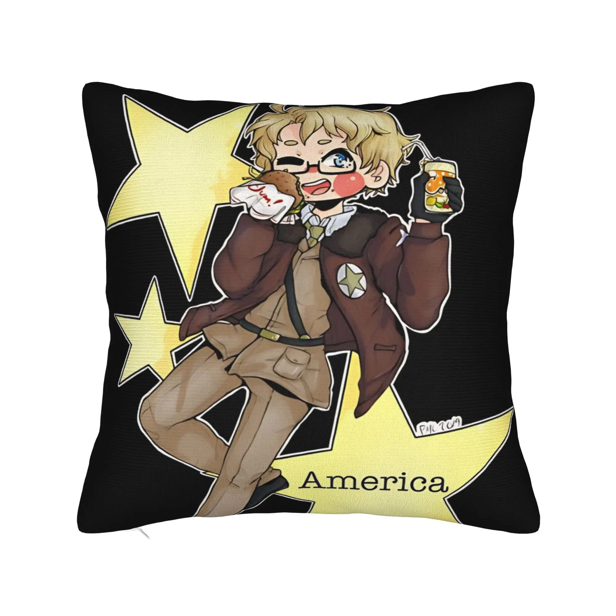 Pillow Case Hetalia Axis Power  Square Pillow Cover  Retro Trendy Cushion Design Pillowcases For Office Car Home Decorative