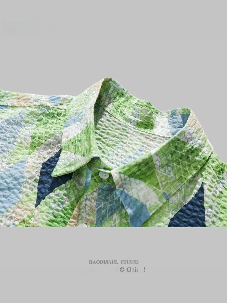 Haodipaul Лето Новый Американский Ретро Цвет Blo Diamond id Hawaii Casual ort Sve irt Женский Sle Полиэфирное волокно