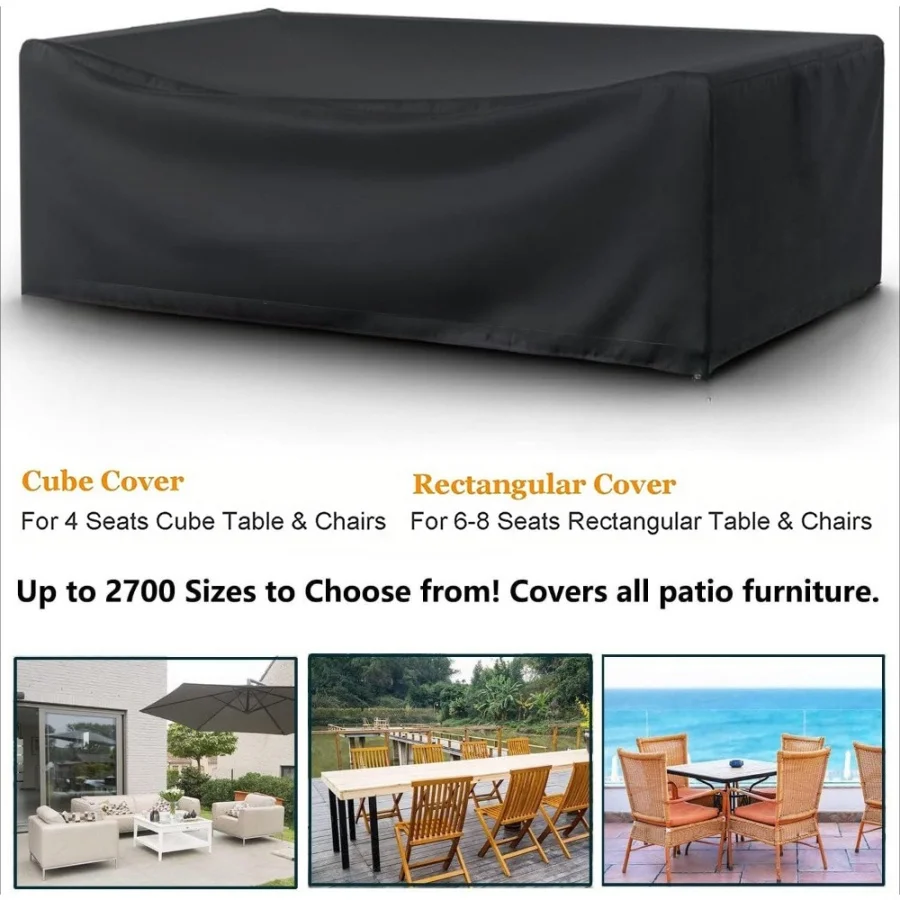 Multi-Size Rectangular Durable Furniture Dust Cover, 210D Oxford Material, Suitable for Outdoor Patio Furniture Covers