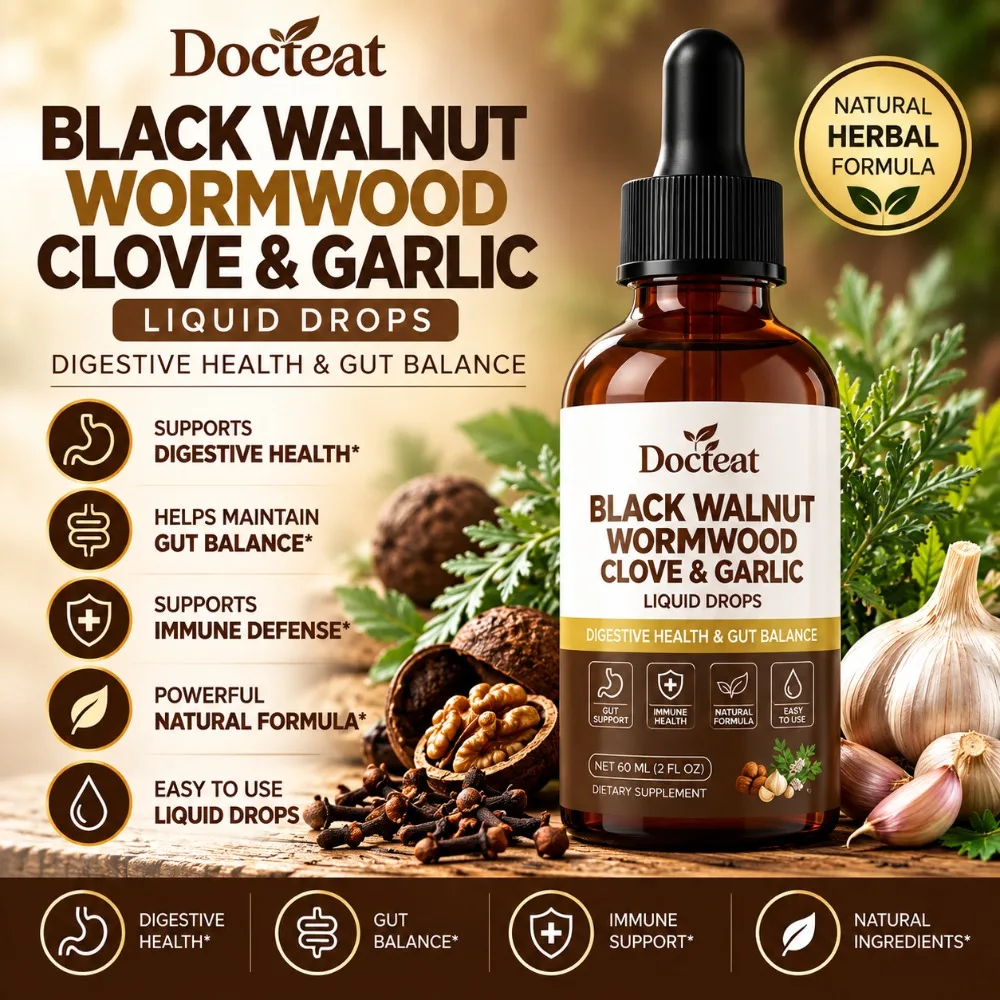 Docteat 10-in-1 Herbal Drops 60ml | Black Walnut, Wormwood, Clove, Garlic & Soursop, Gut & Digestive Support, Vegan Non-GMO