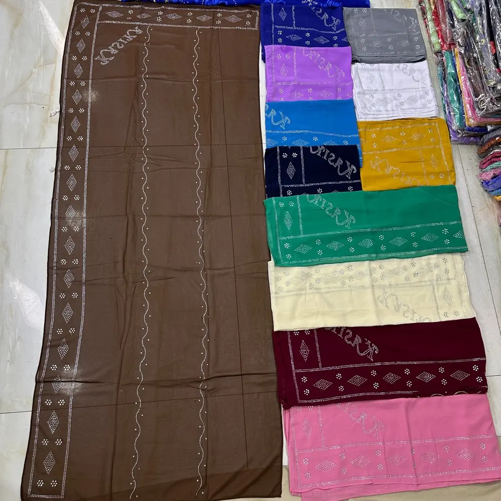 2026 Kleiner 70x180cm Chiffon Neuer Afrikanischer Netz-Hijab-Schal für Muslimische Frauen Afrikanischer Dubai Islam Kopftuch Bestickte Schals – Detail 14