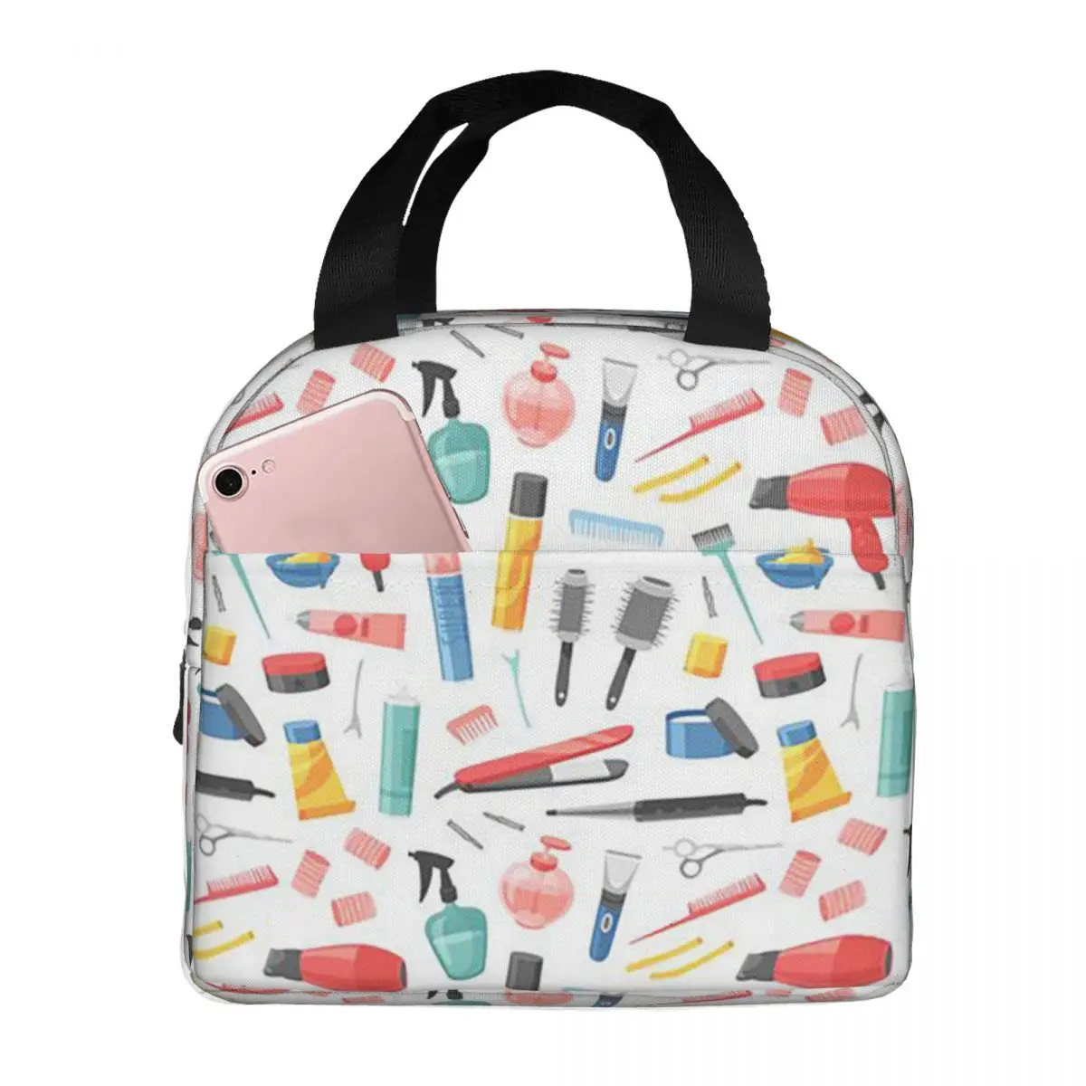 

Salon Hair Dressing Tool Pattern Insulated Lunch Bag for Kid School Cooler Thermal Food Box Tote Leakproof Lunch Boxes Container