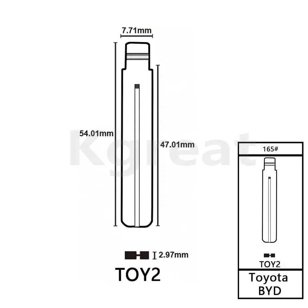 10 sztuk 165# KD Car Key Blade TOY2 Smart Remote Uncut Car Key Blades Uncut Flip Blank Car Key Blank dla Toyota Lexus BYD