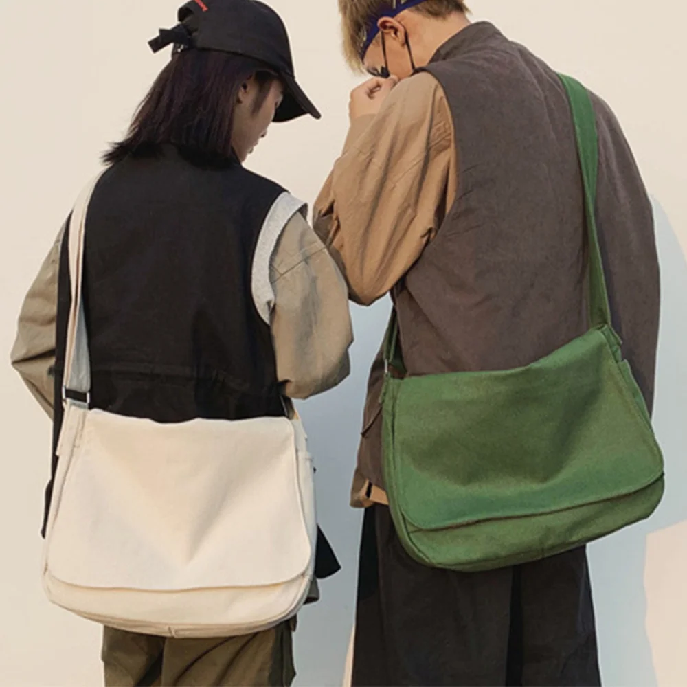 Messenger Bag Solid Color Series Reusable Eco-friendly Casual Handbags Fashion Women Crossbody Bags Portable Organizer Pouch