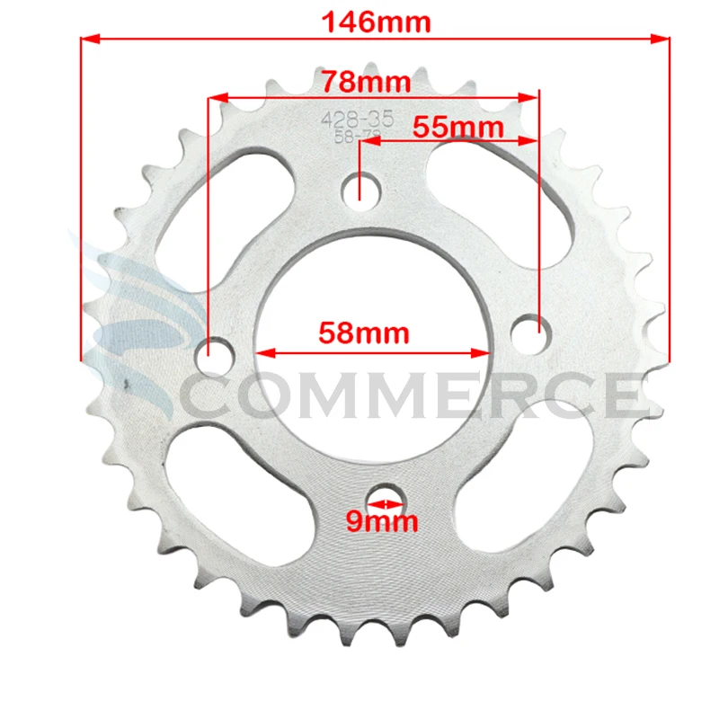 Motorcycle 428 35 tooth 35T 58MM Rear Chain Sprocket 428-35T For ATV Quad Pit Dirt Bike Buggy Go Kart Motor Parts