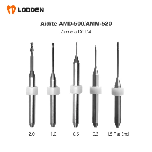 Imagen 2 del producto Fresas dentales Aidite AMD-500 AMM-520, fresa con revestimiento de diamante CC, taladro de diámetro 2,0/1,0/0,6/0,3mm para circonita PMMA