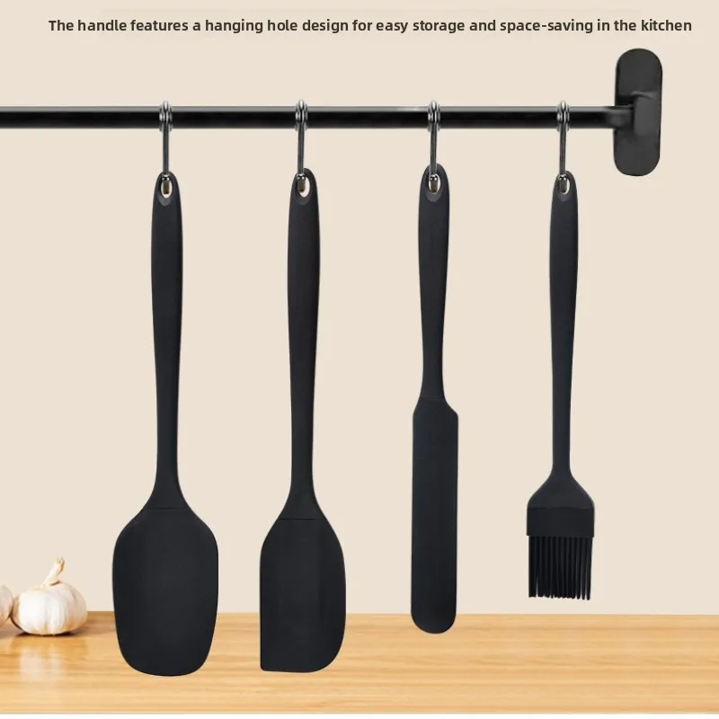 6Pcs Silicone Kitchen Utensil Set Heat Resistant Spatulas Scrapers Oil Brush Non Scratch Nonstick Cookware Tools for Baking BBQ