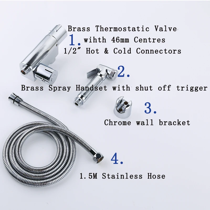 Thermostatic Faucets Brass Bathroom Shower Tap Bidet Toilet Sprayer Bidet Toilet Washer Mixer Muslim Shower Ducha Higienica