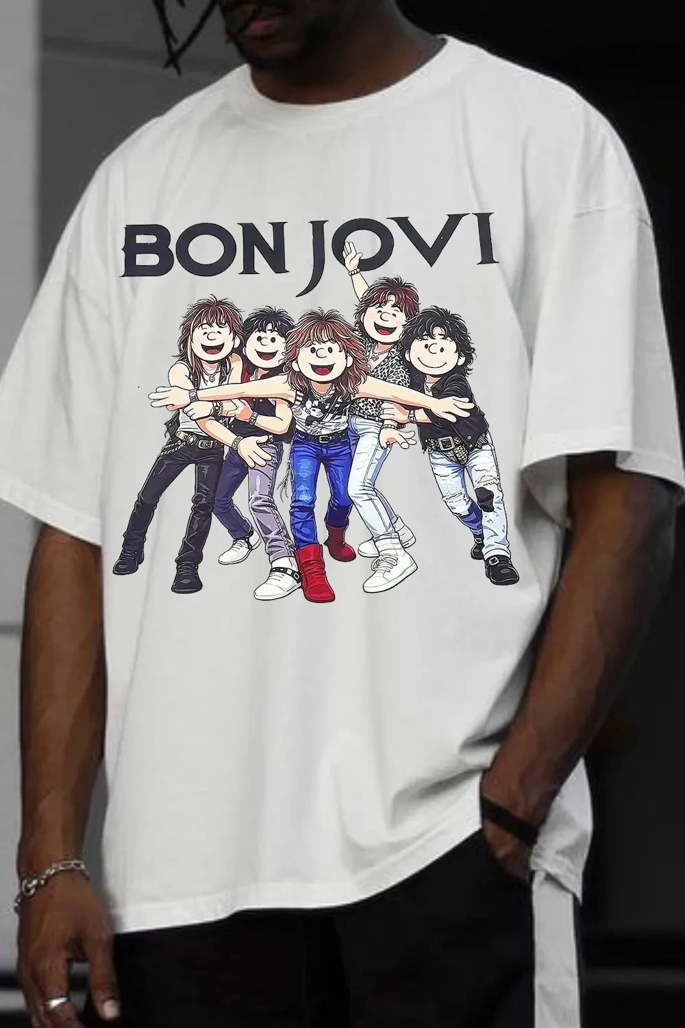 2026 Fashion Bon Jovi  Mens Womens Cotton Tees Summer Casual Short Sleeve Round Neck Clothing Loose Tops Trend Unisex Tee