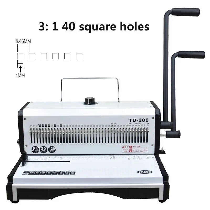 Machine à relier manuelle de fer de couche d'optique de poinçon de trou de rapDuty TD-200R la machine à relier de trou rond carré de 23 trous