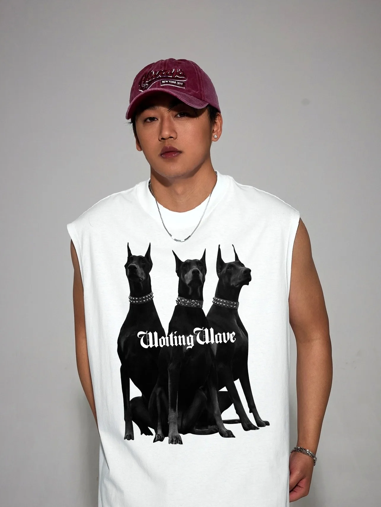 American Doberman Print Vest T-shirt Men Summer 2025New White Sport Fitness Swimming Run Shirt sleeveless Vest Quick Dry Y2k Top