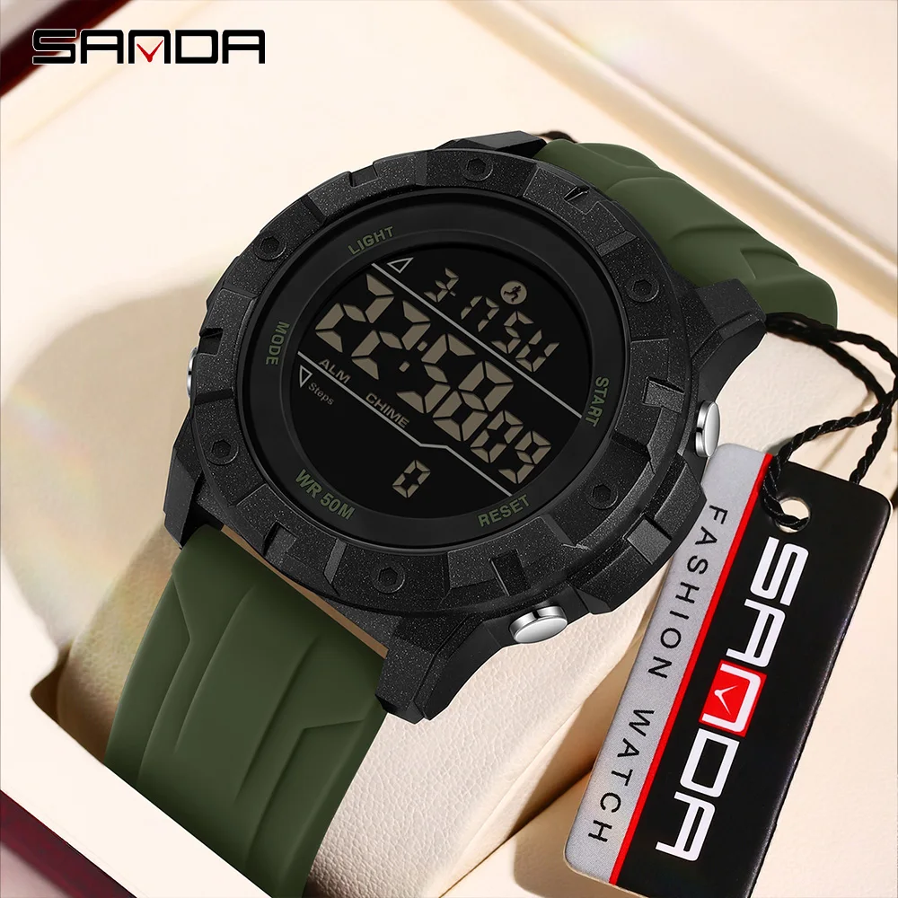 SANDA Top Brand 2193 Men's Electronic Watch Sport Multi functional Heat Timer Waterproof LED Fashion Men's Electronic Watch