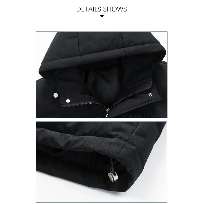 BROWON Brand Zip-up Hooded Jackets for Men Autumn Winter 2024 New Baggy Long Sleeve Puffer Jacket Man Oversize Man Clothes