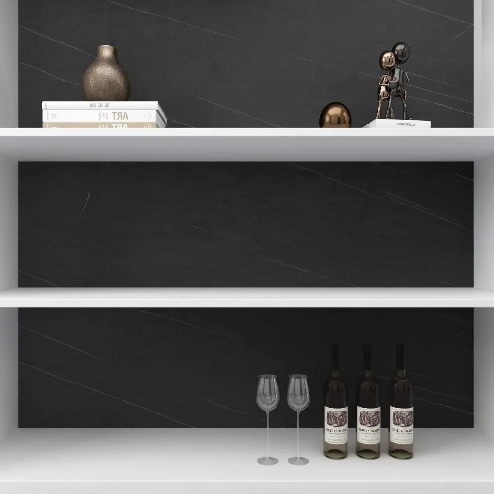 ورق اتصال على سطح الطاولة قابل للتقشير واللصق بنمط الرخام الأسود، مقاس 30 × 400 بوصة، سهل الاستخدام، سطح مطبخ متين وأنيق