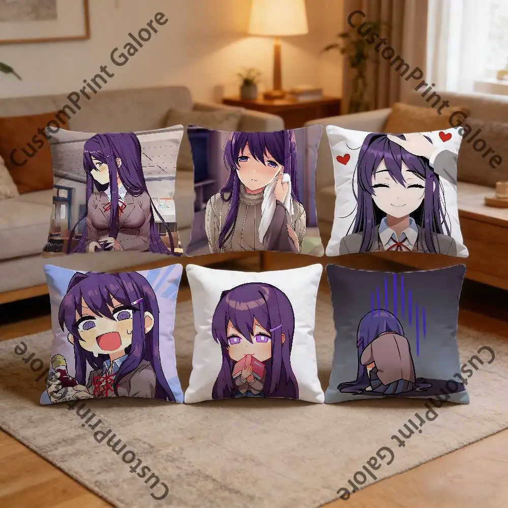 

Anime Girl Y-Yuri Pillow Cover Polyester Square Cushion Case 45 cm Decorative for Home Couch Bed Car Decor
