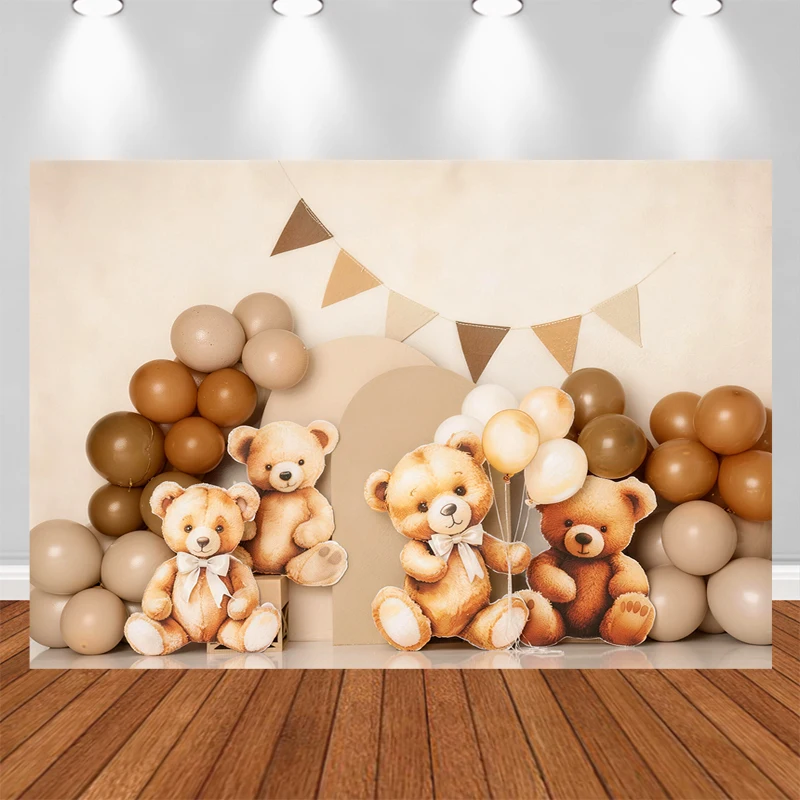 

LS Cute Bear Balloons Backdrops Kids Baby Photography Props Child Adult Photocall Decors Birthday Cake Smash Backgrounds