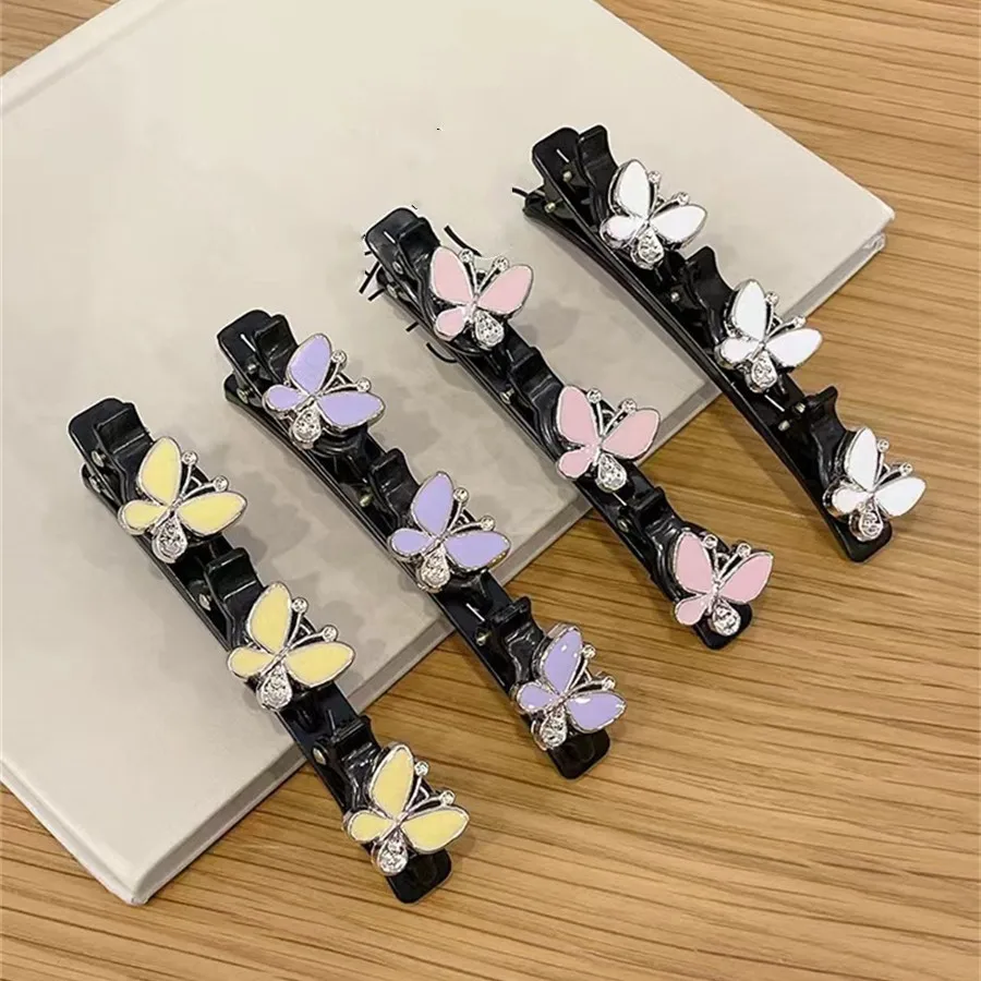 2023 Girl Fashion Korean Style Acryli Crystal Flowers Hair Clips For Women Sweet Cute Bangs Side Barrettes Elastic Hair Clip set