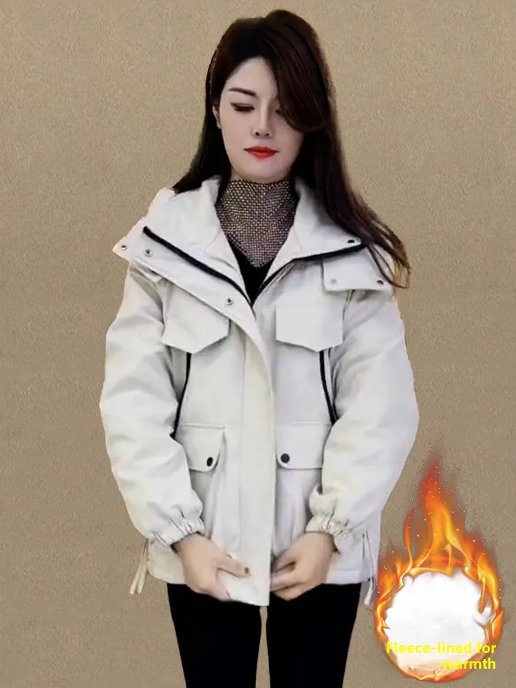 Thiened Fce femmes Jaet à capuche coton vêtements de travail vêtements d'extérieur hiver nouveau Sle ular éclatement Sle trajet coréen Sle