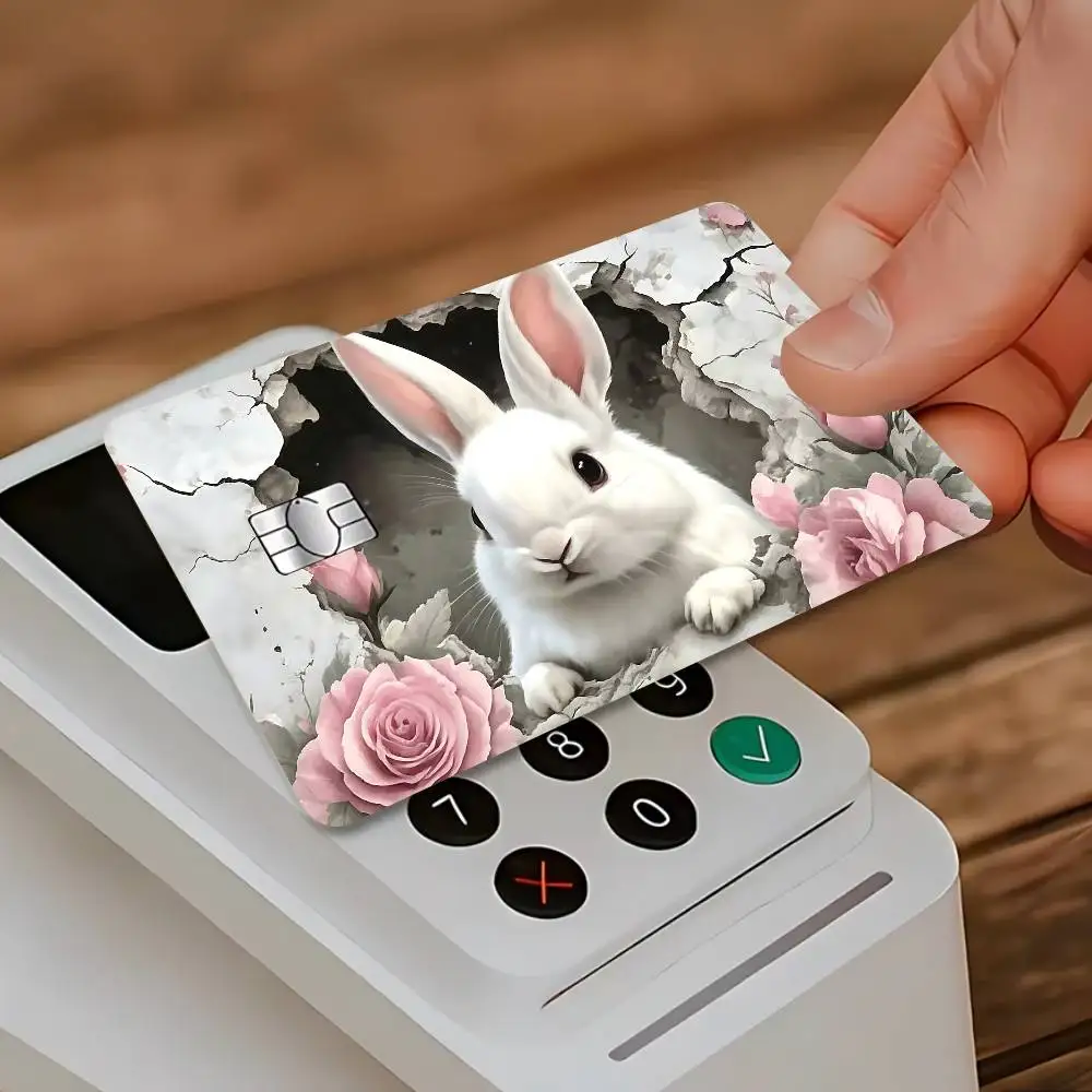 Cute Rabbit Card Skin Stickers Matte Suitable For VISA Card Bus And Subway Contactless IC Cards