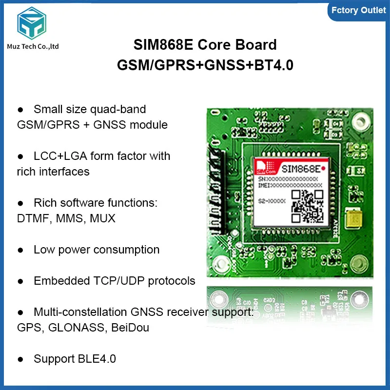 SIM868E Core Board Development Board SIMCOM Quad-Band GSM/GPRS module Support GNSS+BT4.0 IOT Module Core Board With antenna
