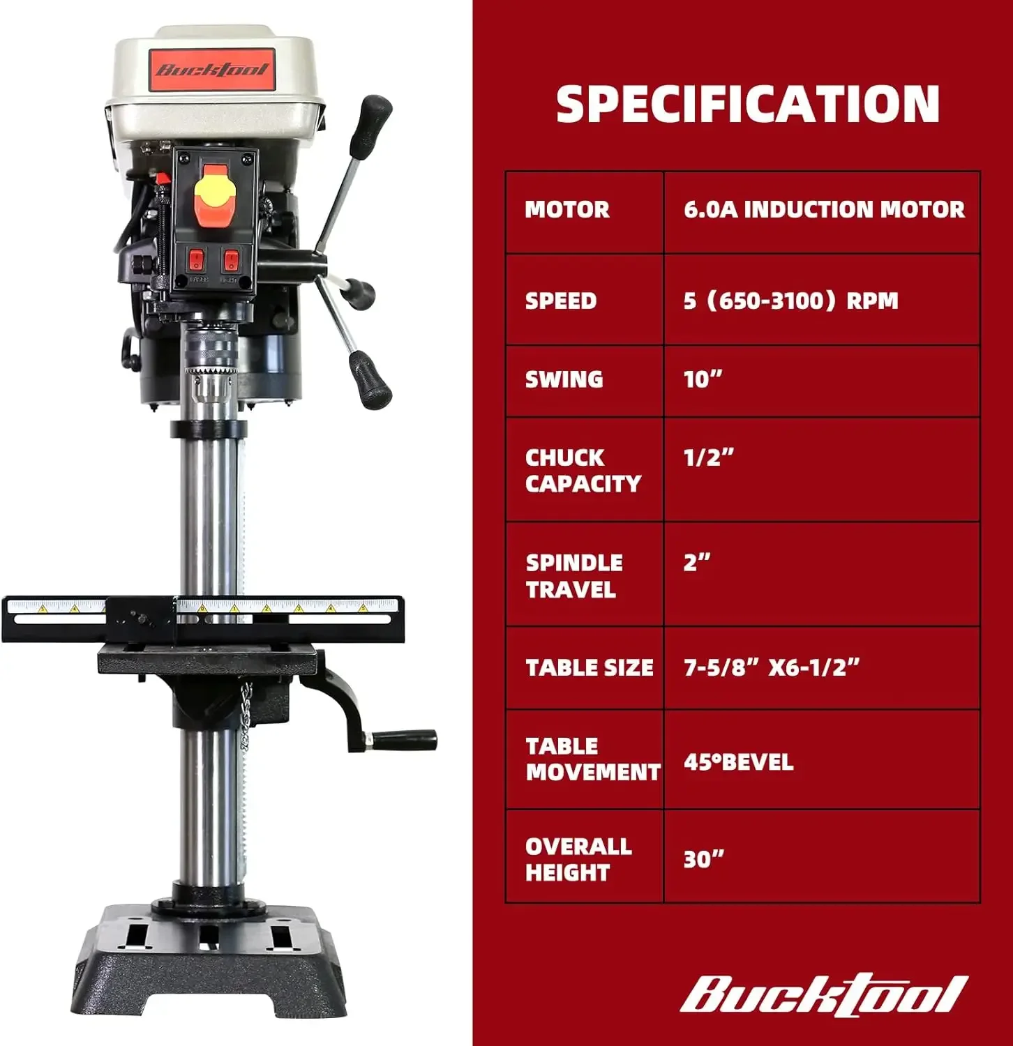 Imagem -02 - Bench Drill Press com Led Luz de Trabalho Máquina de Perfuração de Bancada 60 Amp hp Velocidades 10