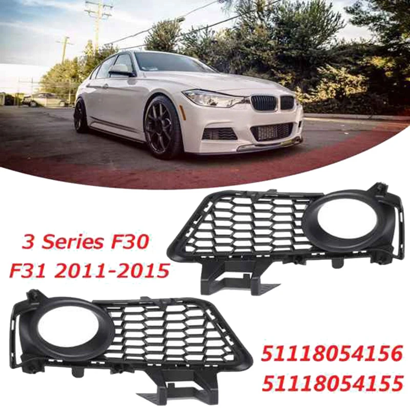 4X Car Front Bumper Fog Light Grille For-BMW 3 Series F30 F31 LCI M-Sport 2011+