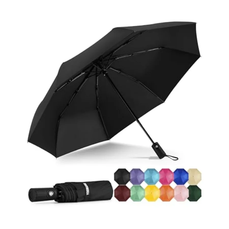 

Windproof Travel Umbrella - Automatic Umbrellas for Rain, Compact Folding Umbrella with UV Protection, Lightweight Portable Des