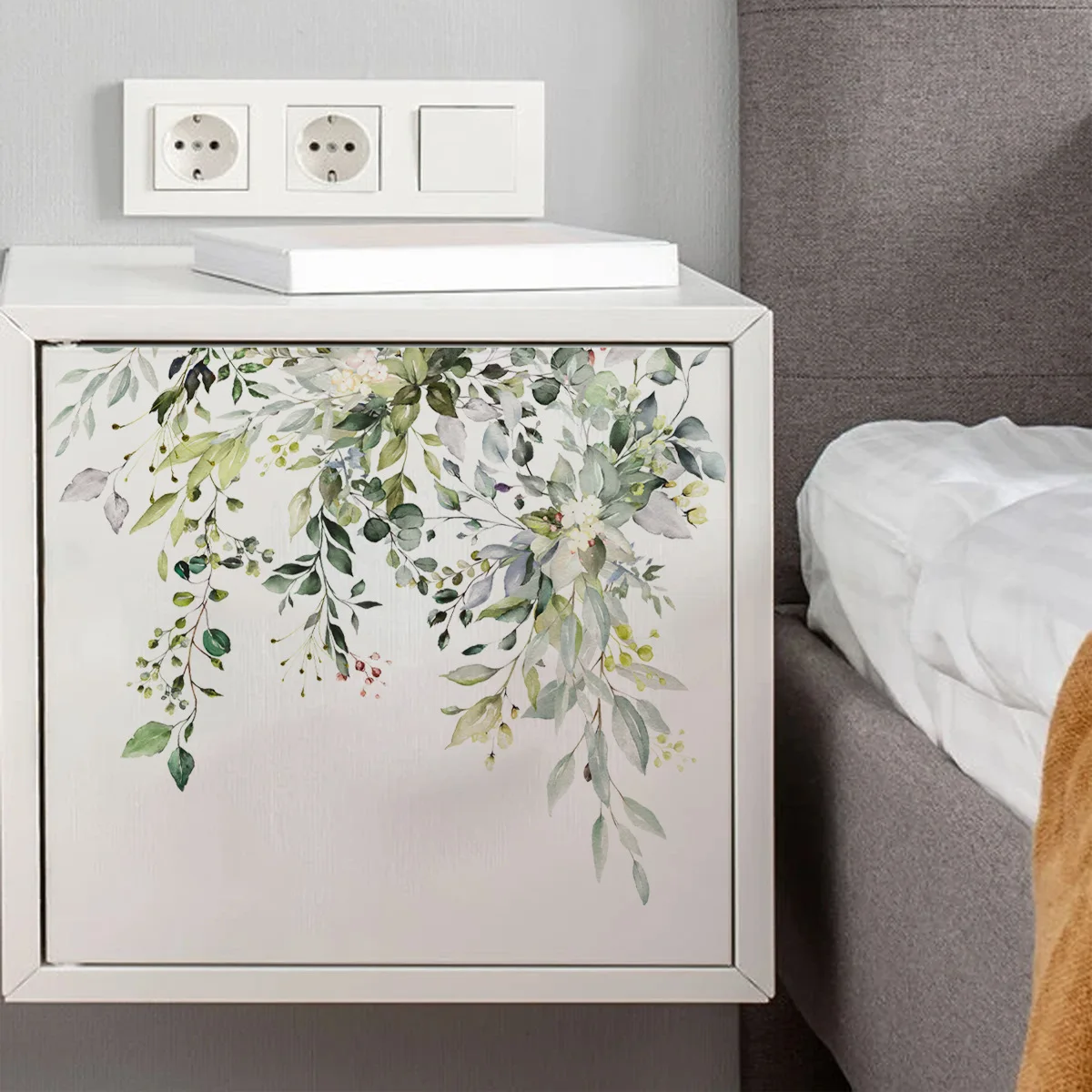 30*25cm Plant Flower Leaf Wall Sticker Creative Toilet Decorative Restaurant Bathroom Commercial  Self-adhesive Wall Sticker