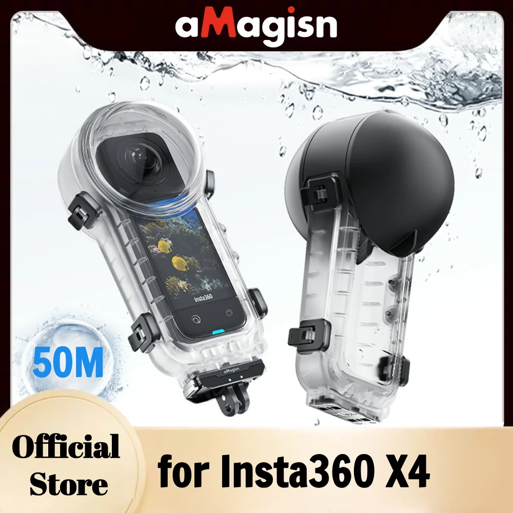 aMagisn X4 Invisible Dive Case for Insta360 X4,Waterproof 164ft/ 50m Diving Housing Cover Protective Sealed Shell X4 Accessories