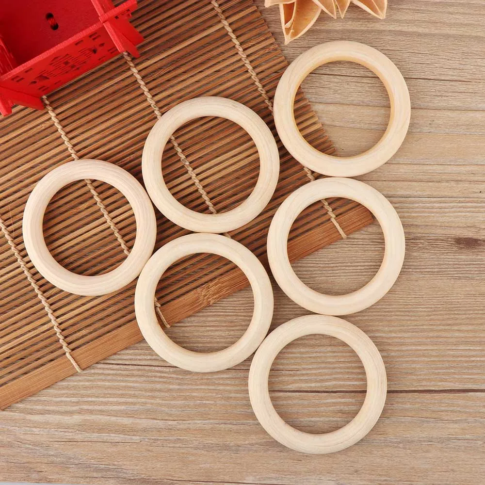 5/10pcs 70mm Beech Wooden Rings Baby Teether BPA Free Wooden Blank Rodent DIY Nursing Bracelets Children'S Goods Toys