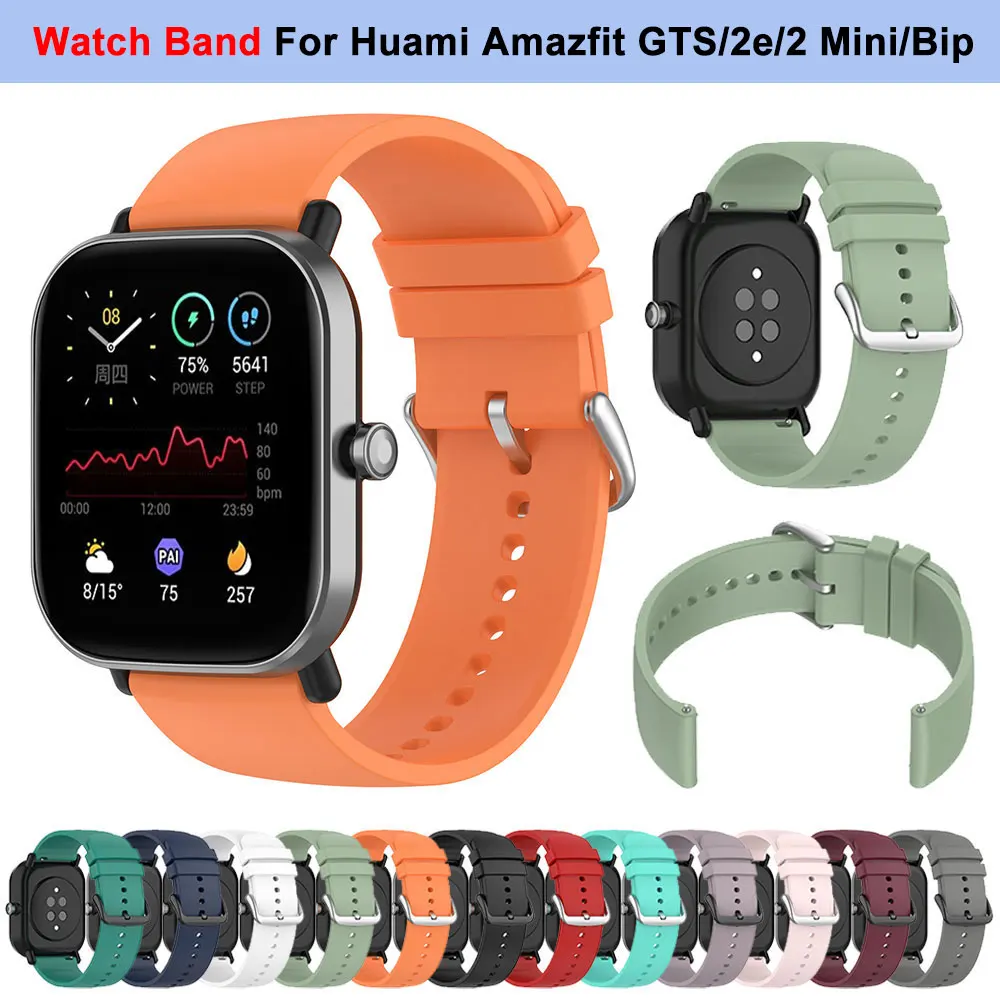 For Huami Amazfit GTS 4/2 Mini GTS 3 2e 20mm Silicone Watch Band Smart Watch Strap For Amazfit Bip 3/Bip U Pro Belt Wristband