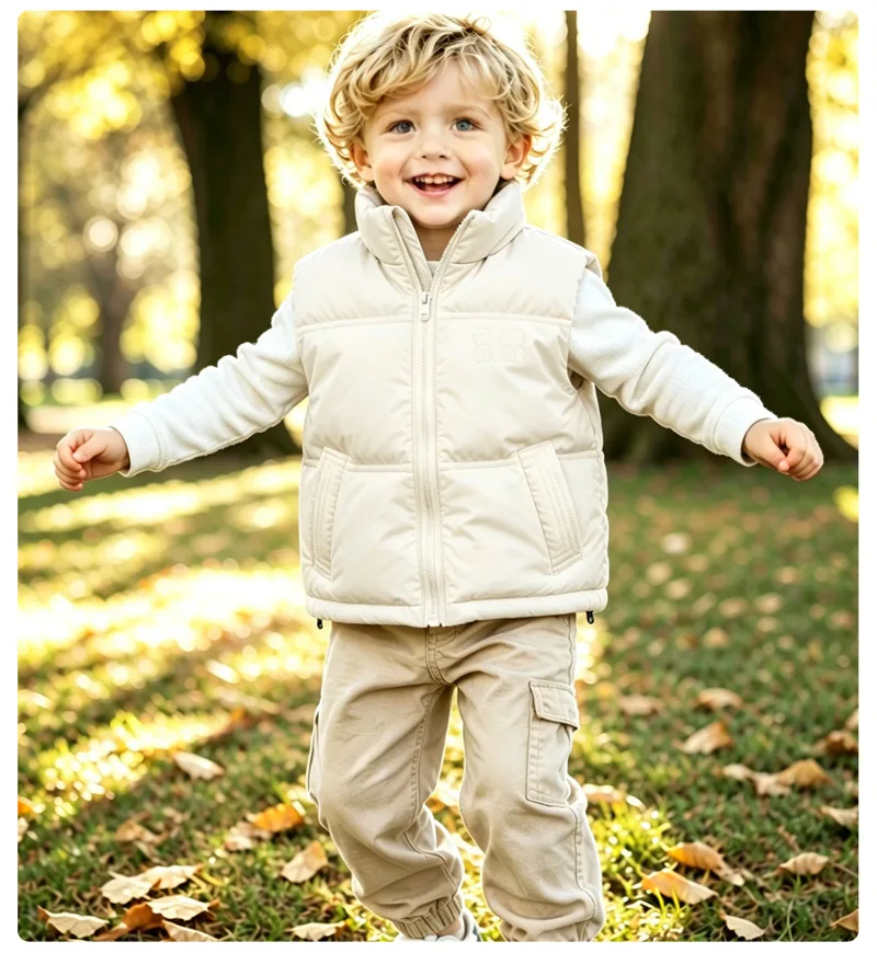 Dicke Weiche Weste für Jungen und Mädchen, Kinder Herbst Winter Winddichte Warme Weste, Baby Freizeitweste, Schüler Outdoor Campus Sportweste, Kinder – Detail 18