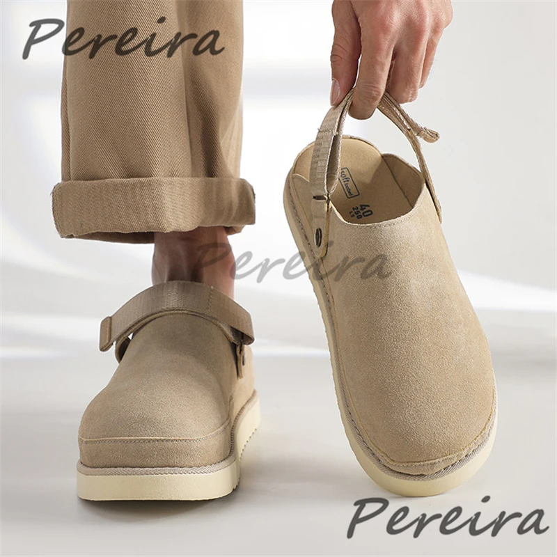 

Men's Thick Soled Half Slippers Fashion Versatile Round Toe Platform Back Strap Mules Summer New Outdoor Couple Casual Shoes