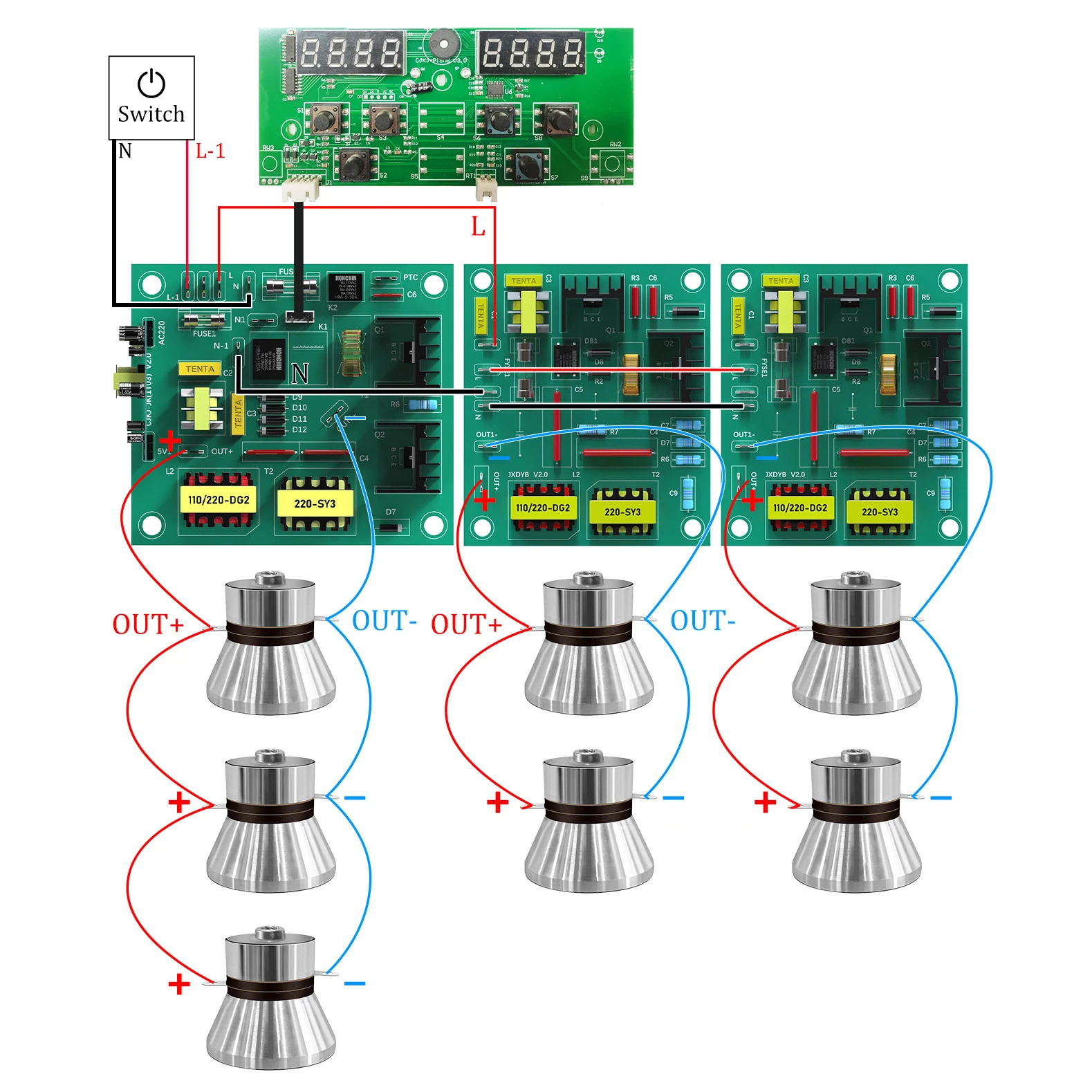 420W Ultrasonic Cleaner PCB Driver Boards Circuit Board Kit With 40KHz Ultrasounic Transducer