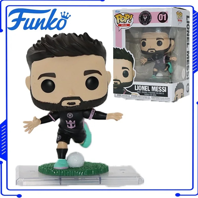 Figura de Acción Original Funko Pop de Lionel Messi 01 Inter Miami CF, Juguete Coleccionable para Niños y Niñas