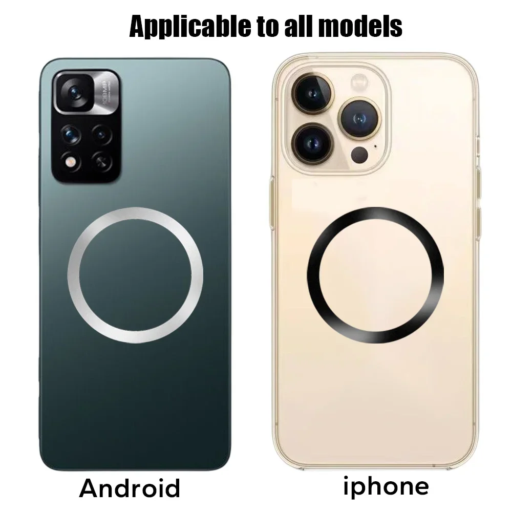 Universal Magnetic Metal Plate Ring For Samsung iPhone Magsafe Wireless Charger Car Phone Holder Sticker Round Magnet Patch - náhled 3