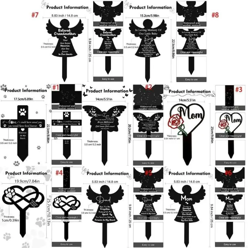 Dog Cats Memorial Grave Marker للحديقة والتشغيين الداخليين لمرتاحين أصحاب الحيوانات الأليفة الحزينة Graveyard Sign M68e #6