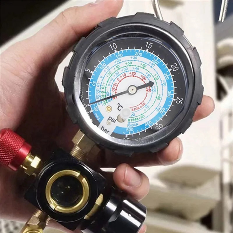 مقياس الضغط الجانبي المنخفض Stable-R134A R410A R22 R404A مقياس مشعب واحد لشحن غازات تكييف الهواء
